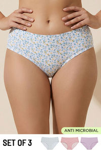 Zivame Medium Rise Full Coverage Hipster Panty (Pack of 3) - Multicolor — thumbnail 1